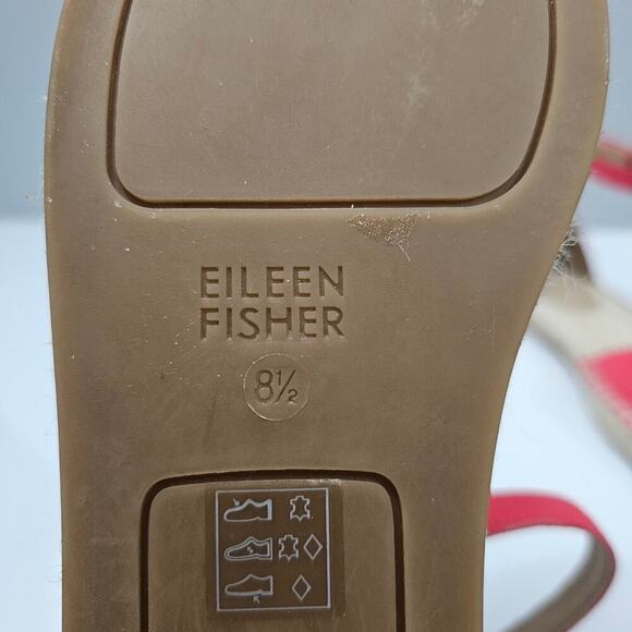 NEW Eileen Fisher Lala Espadrille Flat Watermelon Red Pink Leather Jute Size 8.5 - Picture 13 of 14